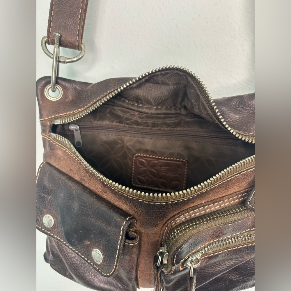 FOSSIL AUTHENTIC GENUINE LEATHER CROSSBODY SATCHEL MESSENGER BAG - Picture 7 of 10